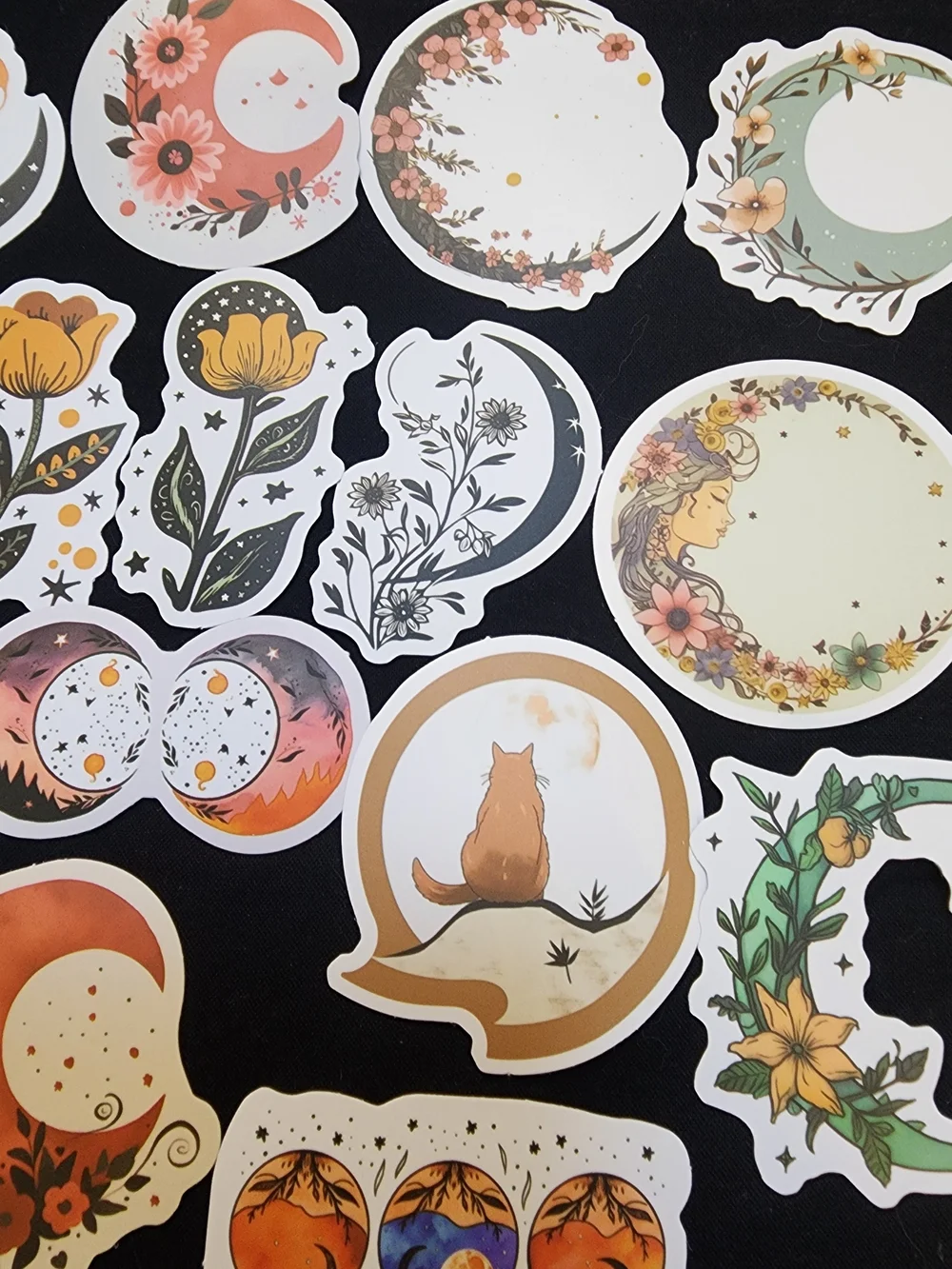 50 Celestial Cat & Moon Sticker Set
